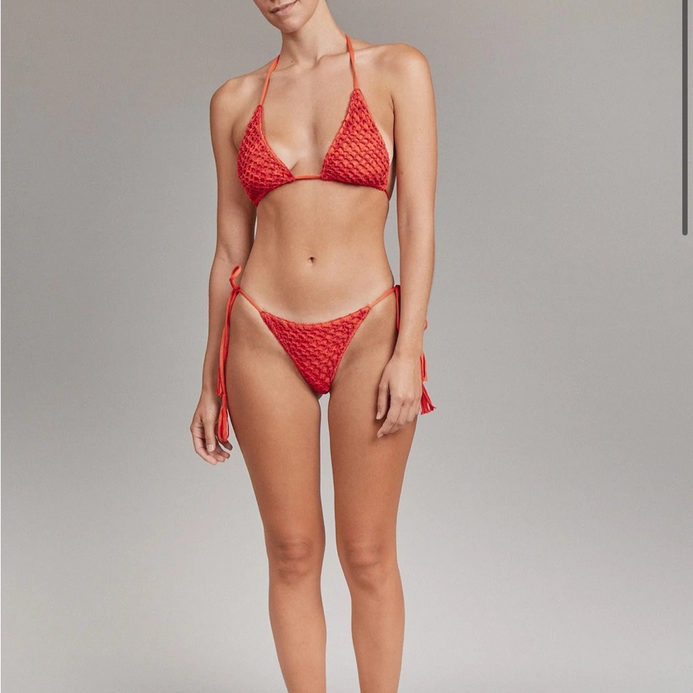 Acacia Swimwear Red Bikini Set Classic Triangle Style